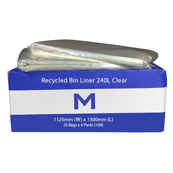 FP Recycled Bin Liner 240L Clear 50